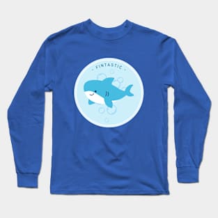 'Fintastic' Funny and Cute Shark Fish Pun Design Long Sleeve T-Shirt